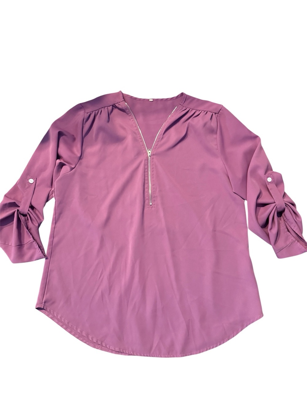 Women’s Mauve Zip-Front Blouse